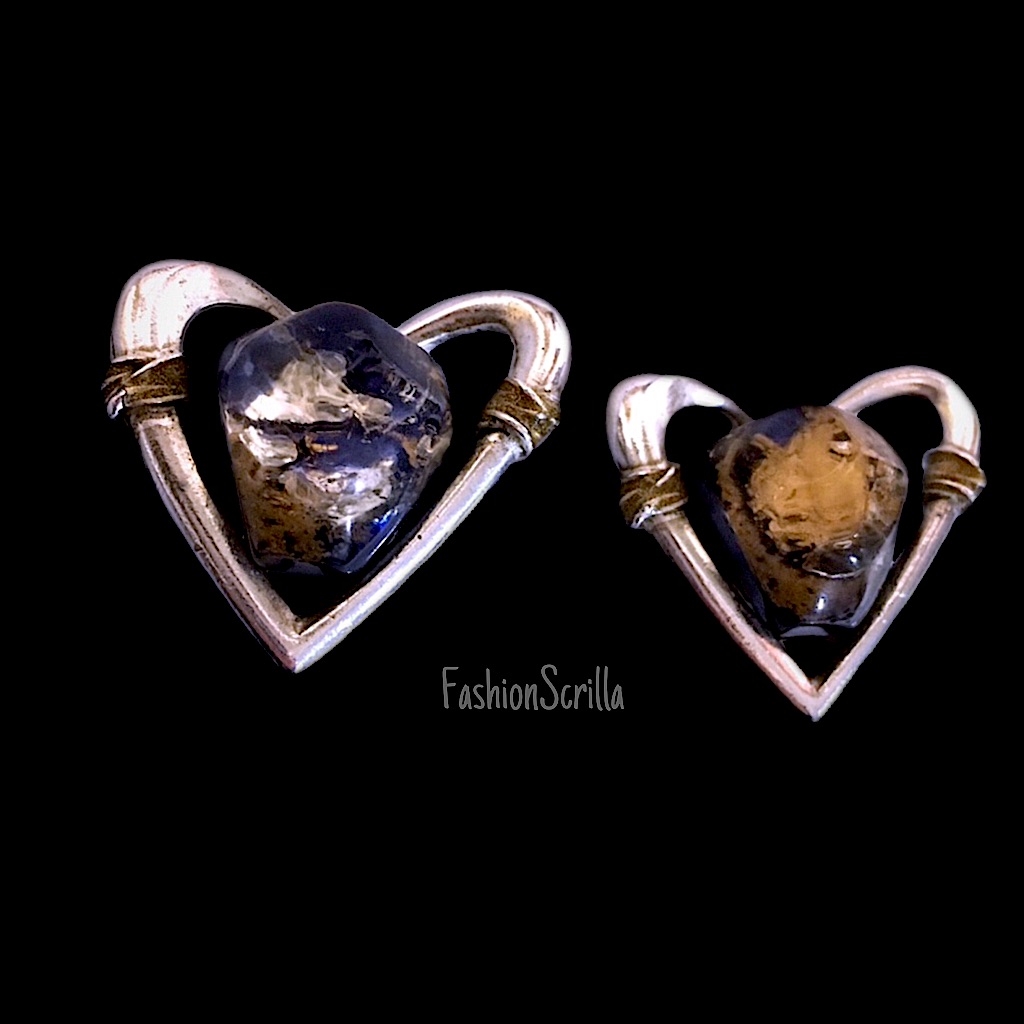 Vintage Christian Lacroix Multi Color Heart Jeweled Earrings